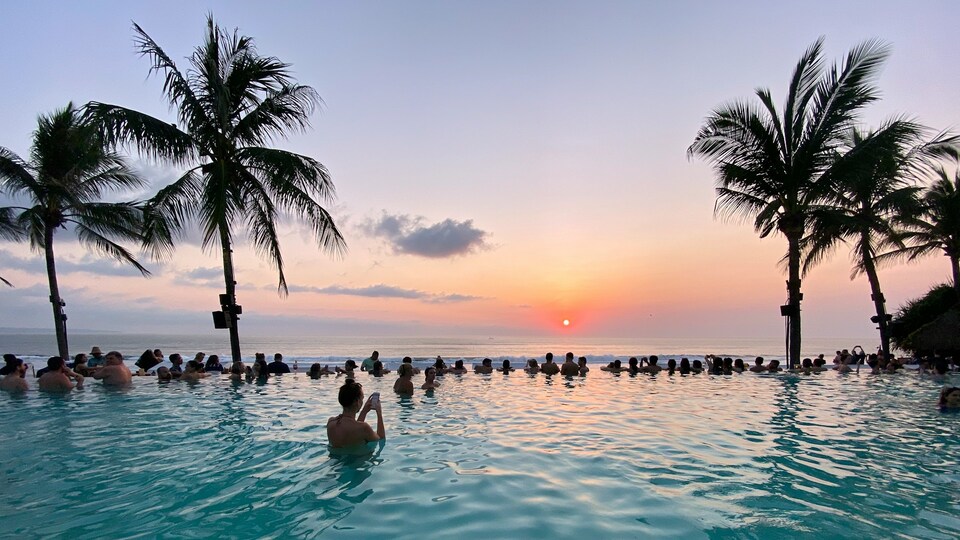 People at a beach club